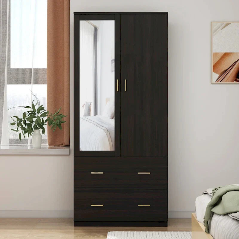 Contemporary Minimalist Wooden Freestanding Wardrobe for Bedroom 8