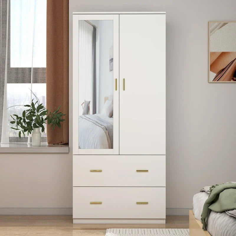 Contemporary Minimalist Wooden Freestanding Wardrobe for Bedroom 15