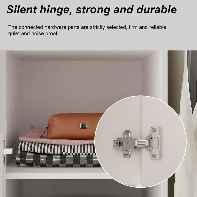 Modern Wardrobe Armoire with Mirror Door Hanging Rod and Drawers 19