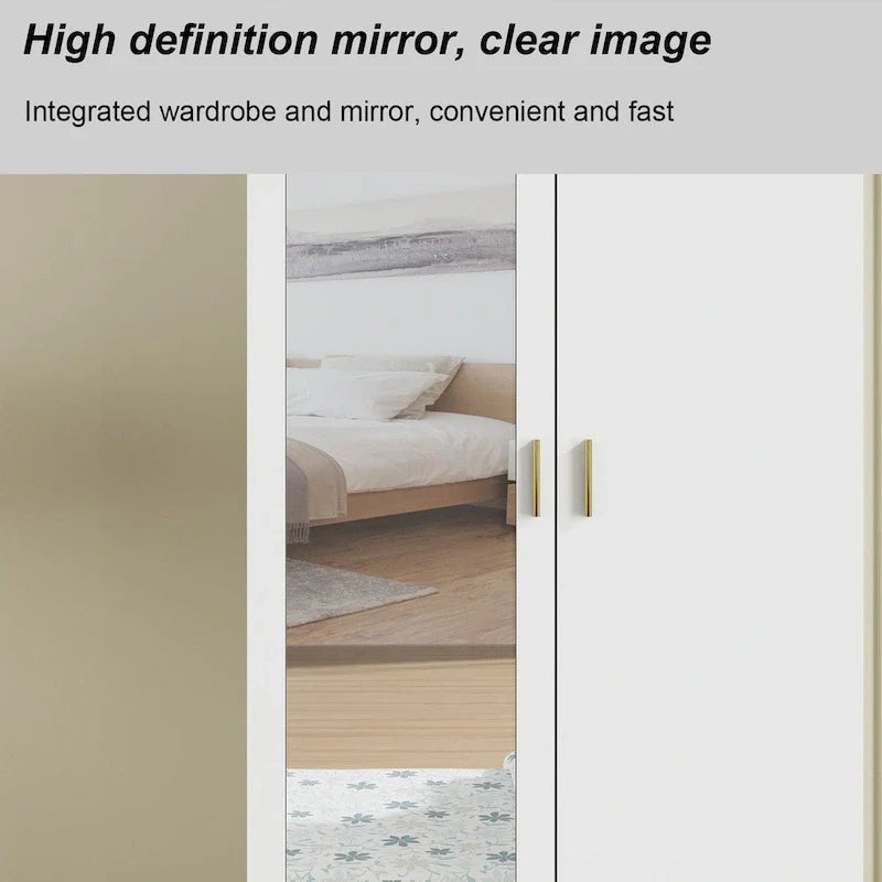 Contemporary Minimalist Wooden Freestanding Wardrobe for Bedroom 21