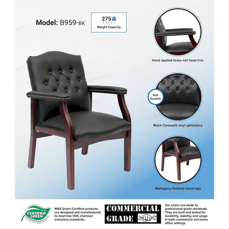 Classic Black Guest Chair by Boss 6