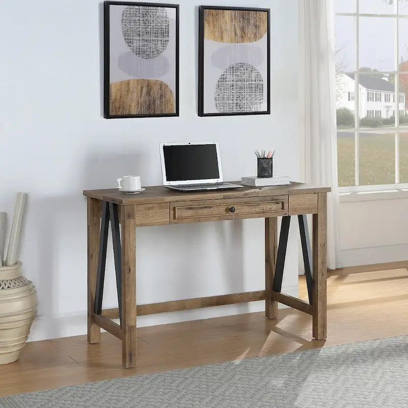 Salvage Oak Quinton Writing Desk with Drawer 1