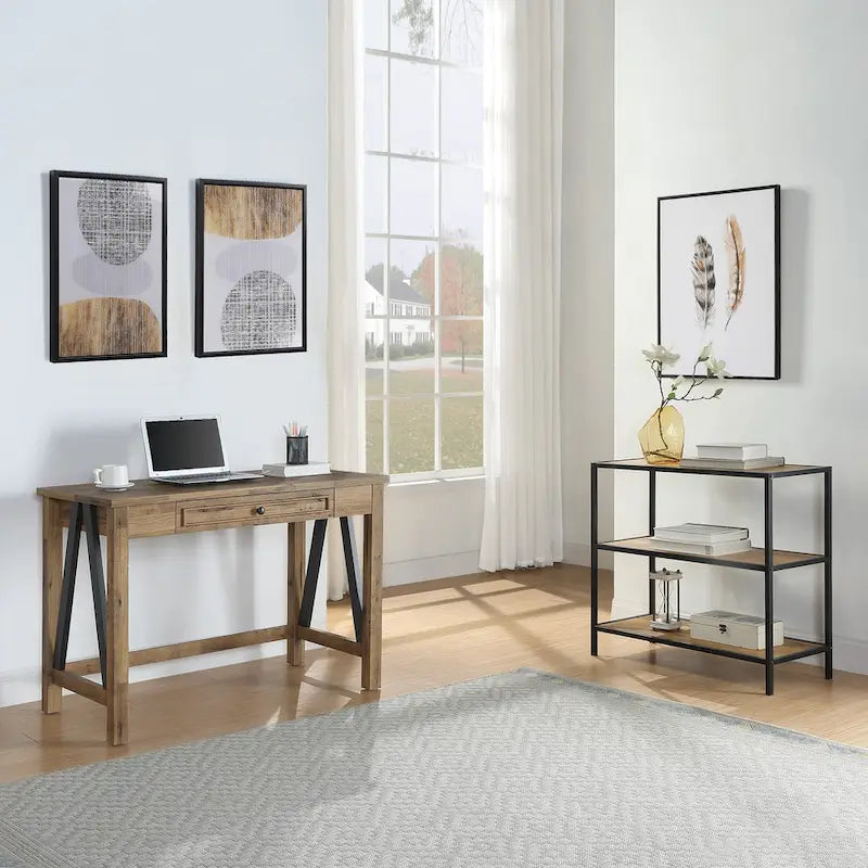 Salvage Oak Quinton Writing Desk with Drawer 2