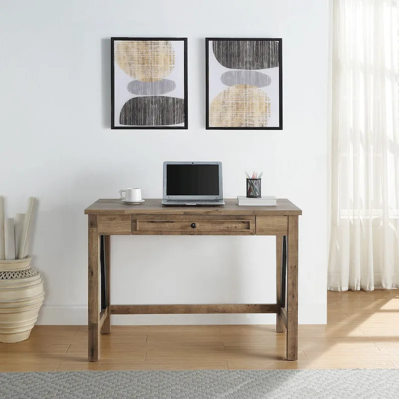 Salvage Oak Quinton Writing Desk with Drawer 3