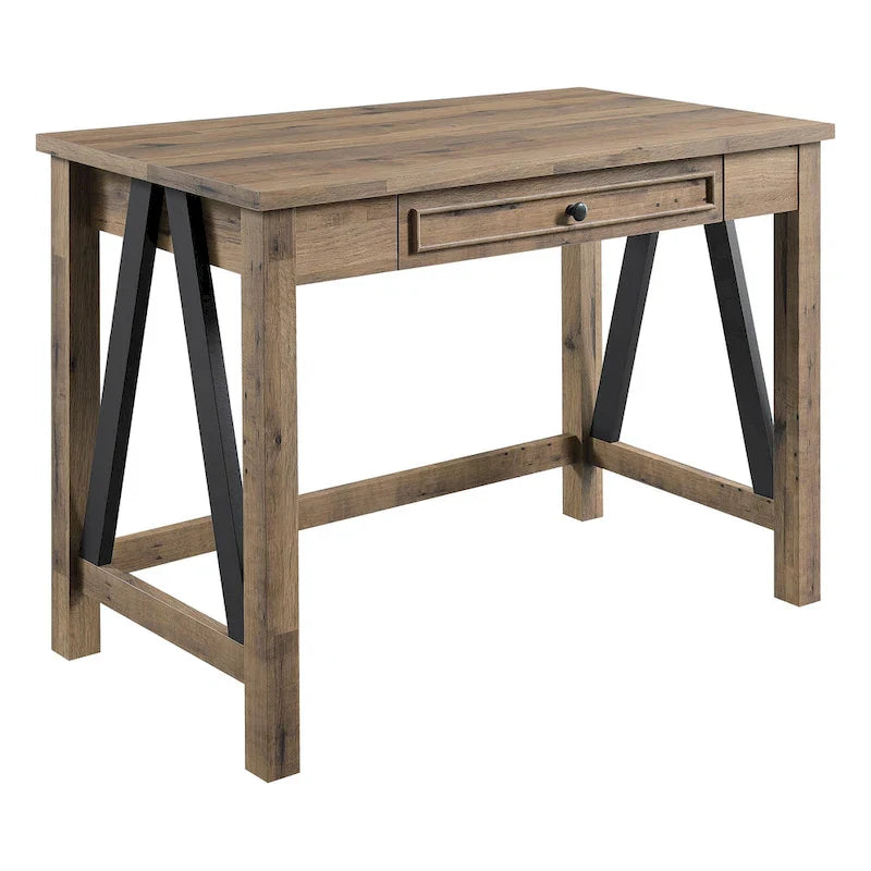 Salvage Oak Quinton Writing Desk with Drawer 4