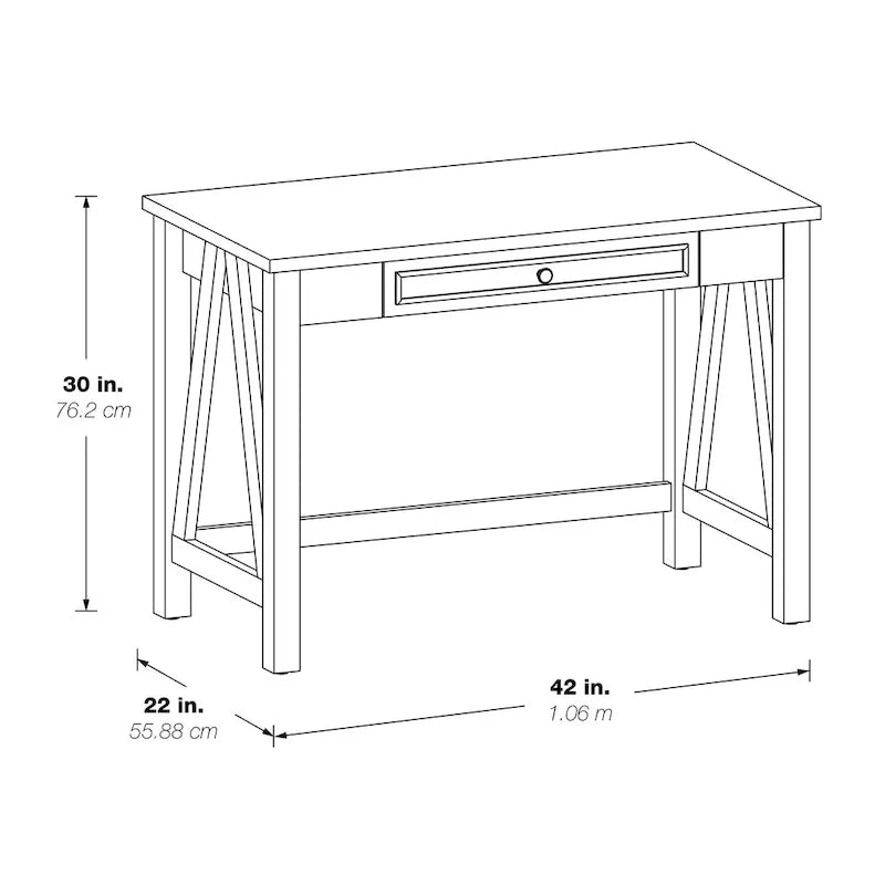 Salvage Oak Quinton Writing Desk with Drawer 6
