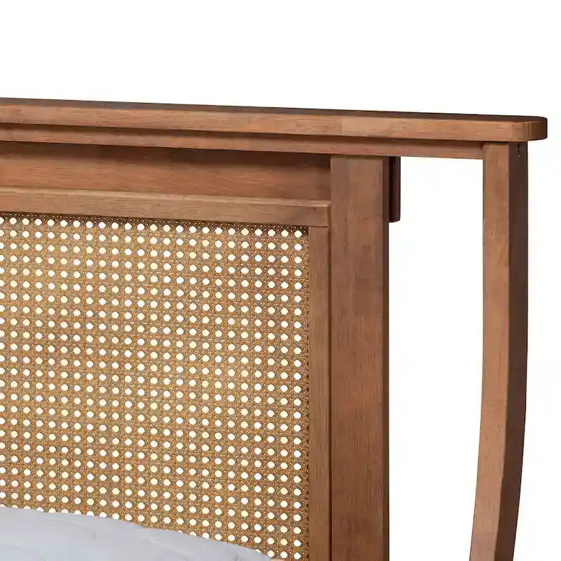 Jamila Contemporary Synthetic Rattan Platform Bed in Walnut Brown 2