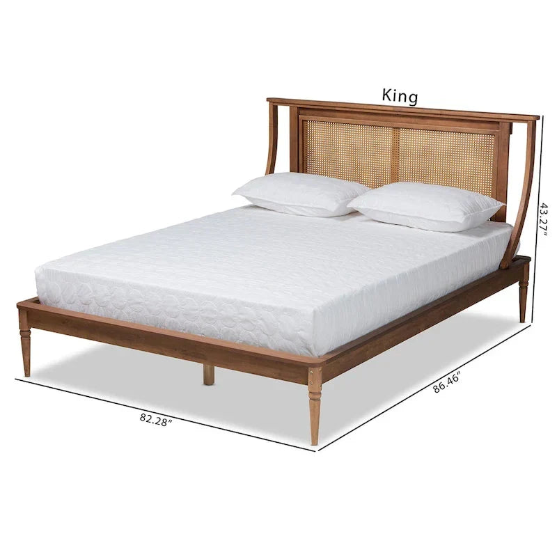 Jamila Contemporary Synthetic Rattan Platform Bed in Walnut Brown 5
