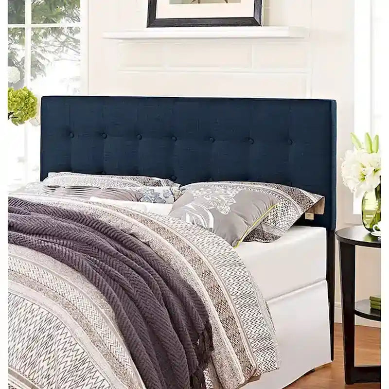 Hixson Elegant Dark Blue Fabric King Size Headboard 1