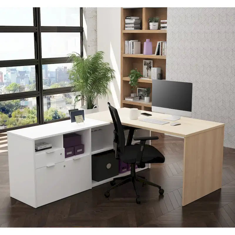 Bestar i3 Plus L-Shaped Desk with 2 Drawers 1
