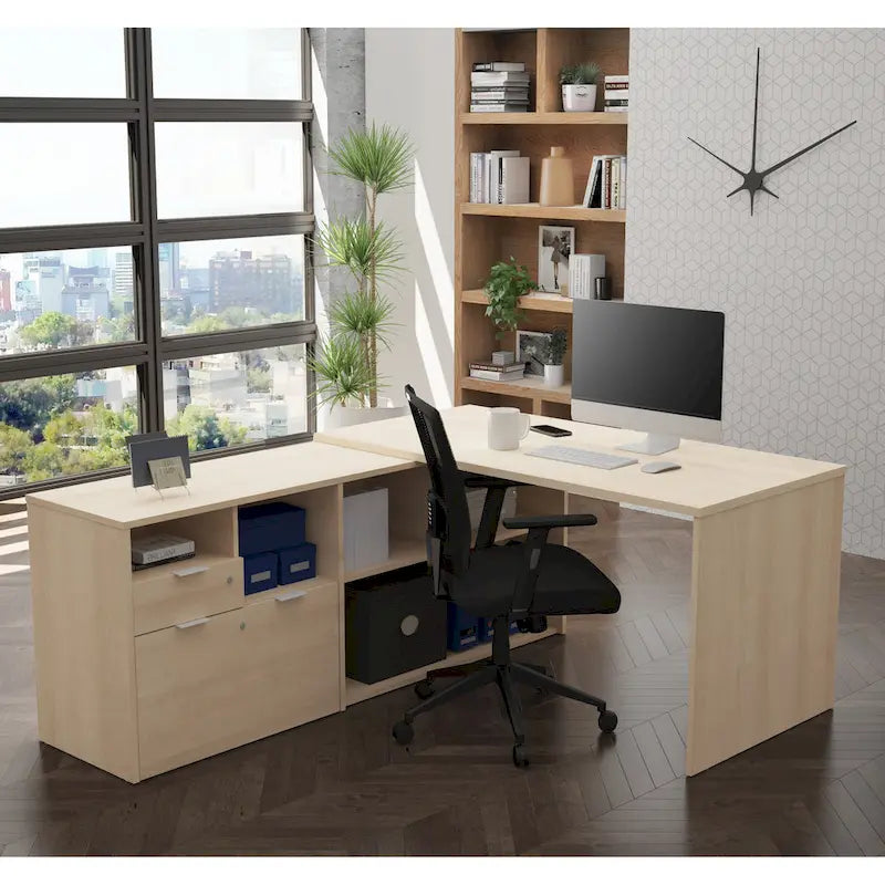 Bestar i3 Plus L-Shaped Desk with 2 Drawers 2