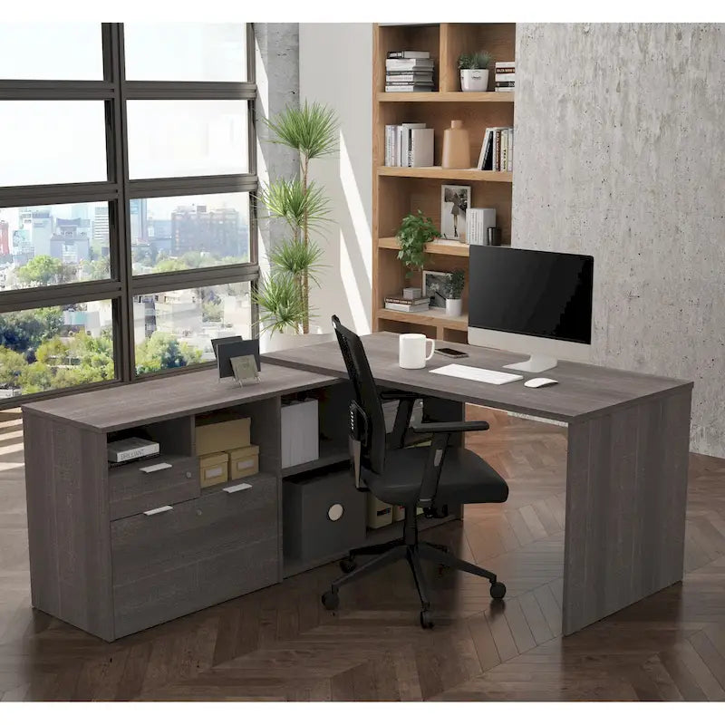 Bestar i3 Plus L-Shaped Desk with 2 Drawers 4