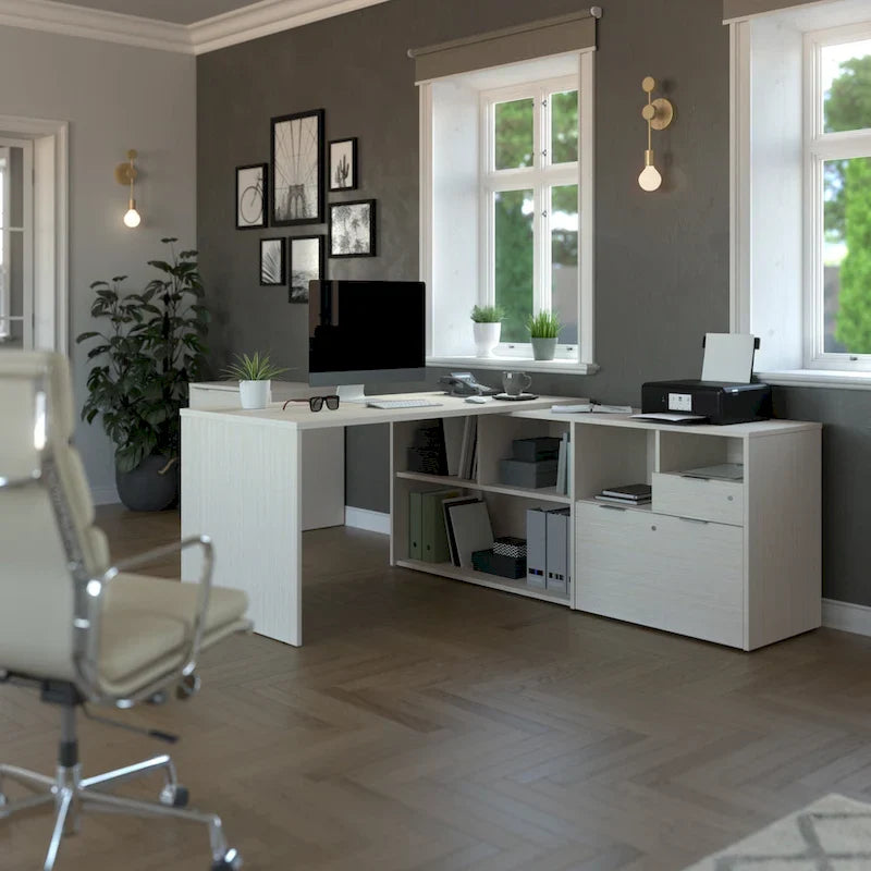 Bestar i3 Plus L-Shaped Desk with 2 Drawers 5