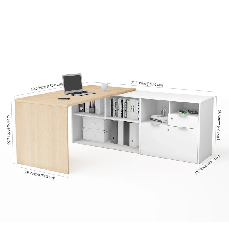 Bestar i3 Plus L-Shaped Desk with 2 Drawers 10