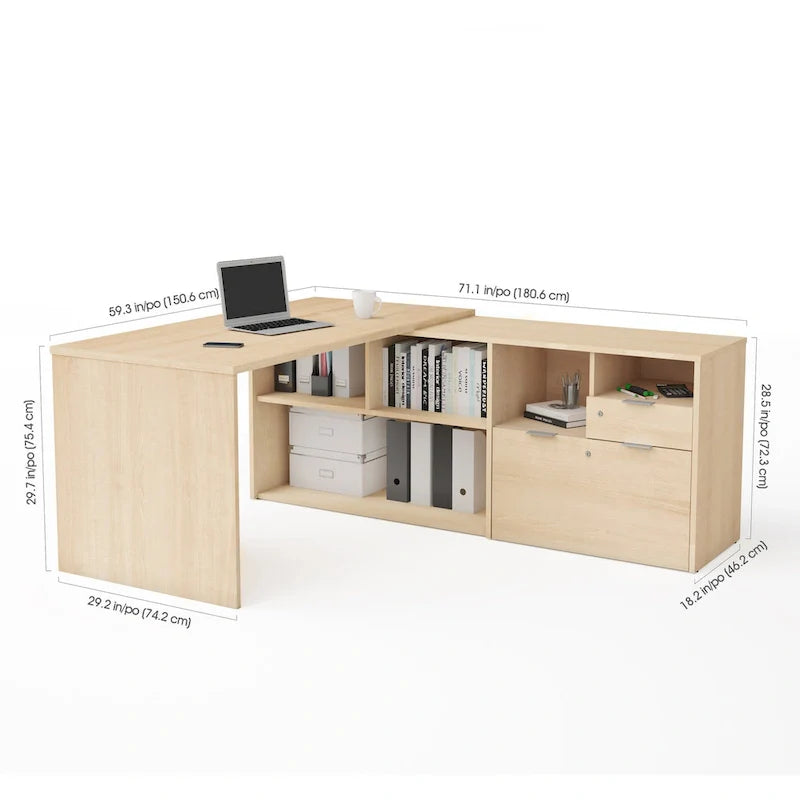 Bestar i3 Plus L-Shaped Desk with 2 Drawers 11