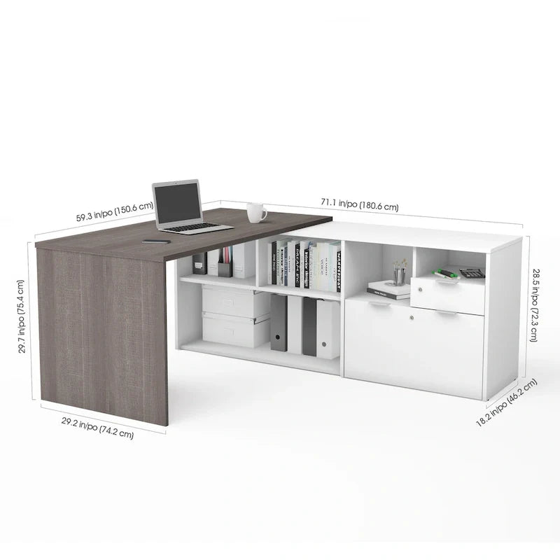 Bestar i3 Plus L-Shaped Desk with 2 Drawers 12