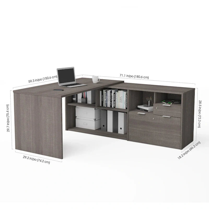 Bestar i3 Plus L-Shaped Desk with 2 Drawers 13