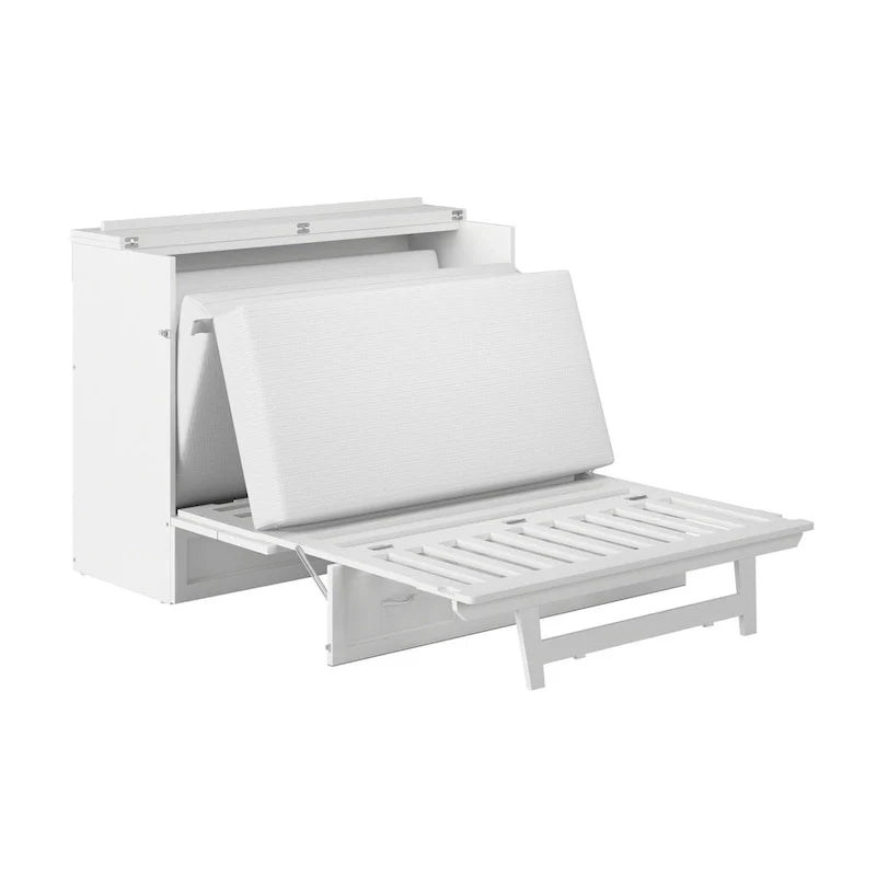 White Northfield Full Murphy Bed Chest with Mattress