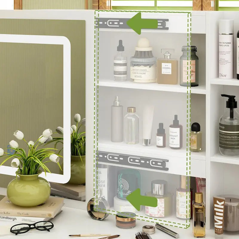 39.4-Inch Makeup Vanity Set with Stool and Touch Light Mirror 6