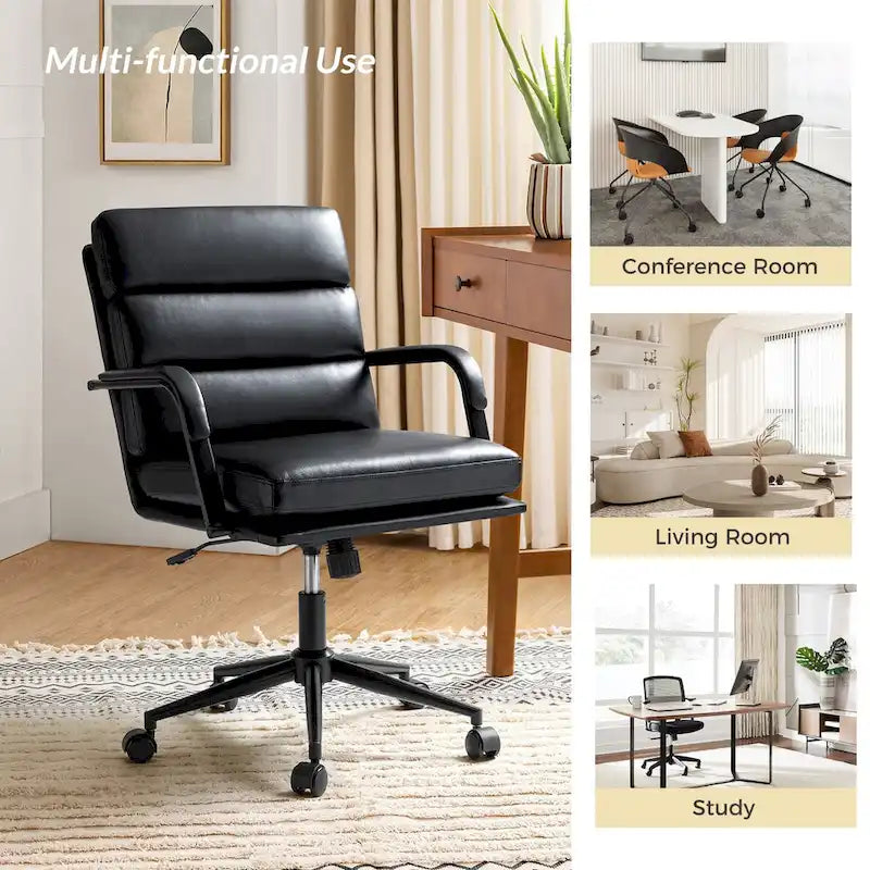 Joseph Contemporary Faux Leather Task Chair with Tilt Lock and Center Tilt by HULALA HOME 10