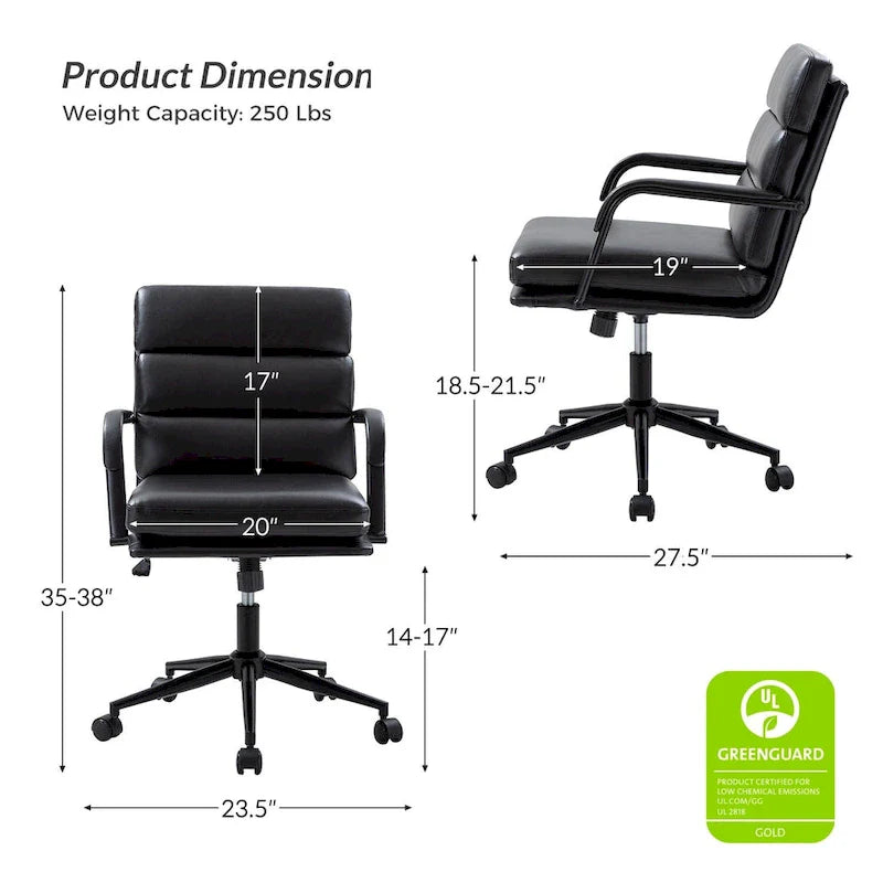 Joseph Contemporary Faux Leather Task Chair with Tilt Lock and Center Tilt by HULALA HOME 12