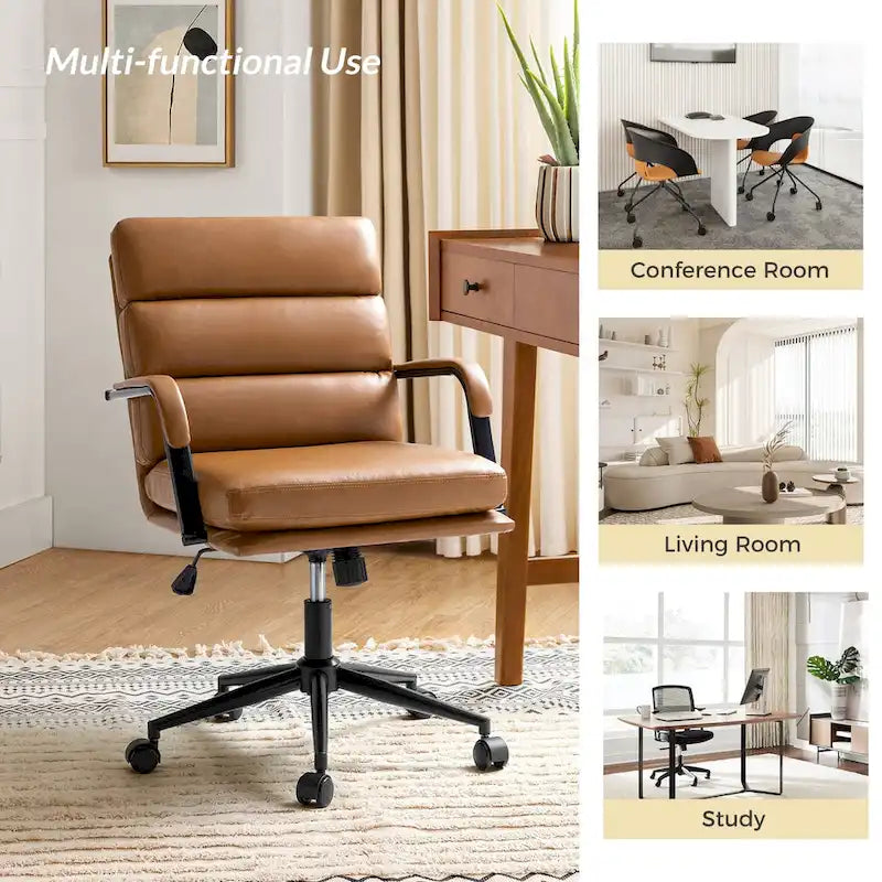 Joseph Contemporary Faux Leather Task Chair with Tilt Lock and Center Tilt by HULALA HOME 17