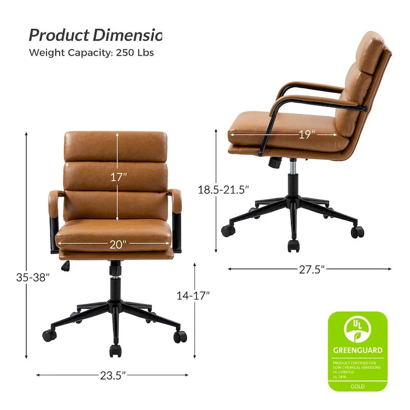 Joseph Contemporary Faux Leather Task Chair with Tilt Lock and Center Tilt by HULALA HOME 19