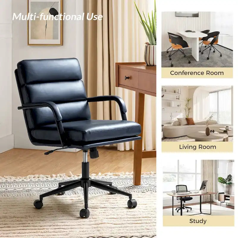 Joseph Contemporary Faux Leather Task Chair with Tilt Lock and Center Tilt by HULALA HOME 26