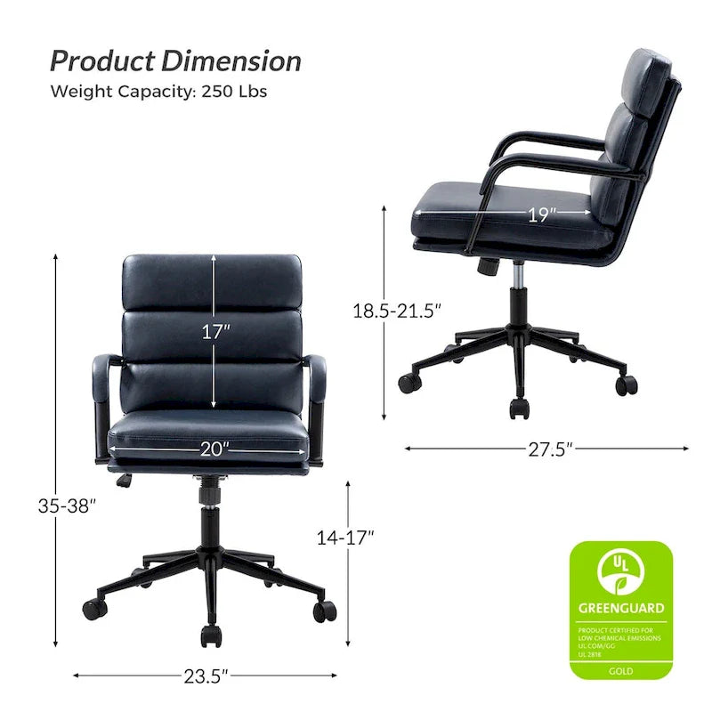 Joseph Contemporary Faux Leather Task Chair with Tilt Lock and Center Tilt by HULALA HOME 28