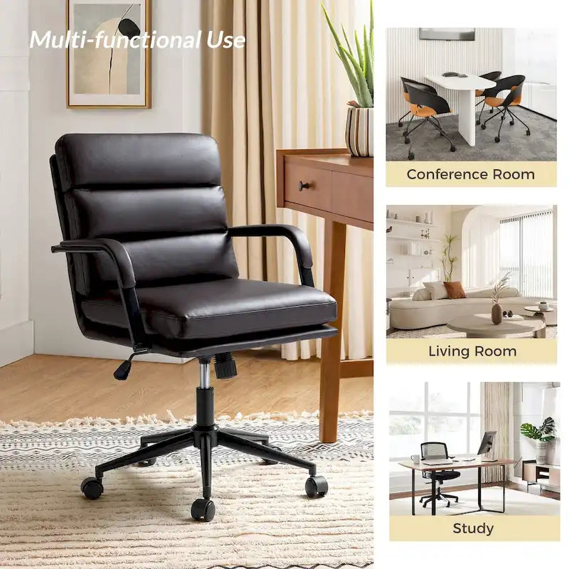 Joseph Contemporary Faux Leather Task Chair with Tilt Lock and Center Tilt by HULALA HOME 35