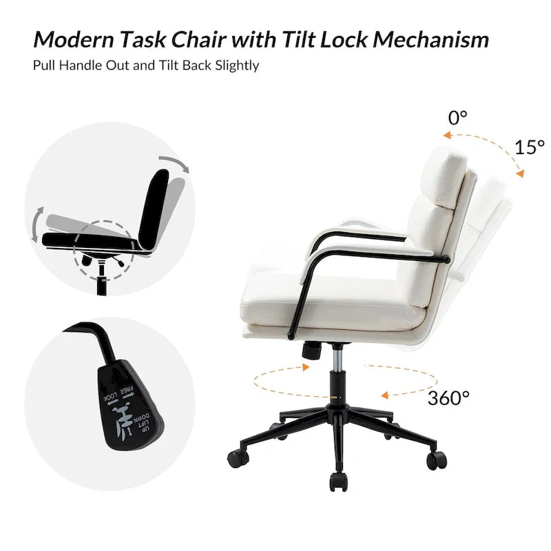 Joseph Contemporary Faux Leather Task Chair with Tilt Lock and Center Tilt by HULALA HOME 41