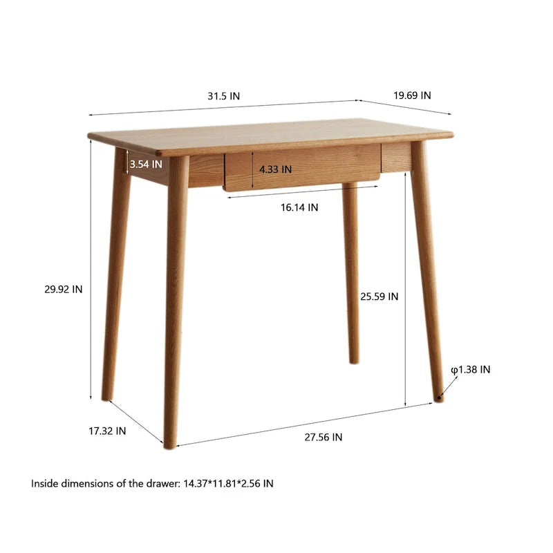 100% Solid Natural Wood Computer Desk 5