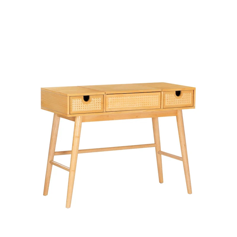 Chantal Natural Wood Vanity with 2 Cane Drawers 5