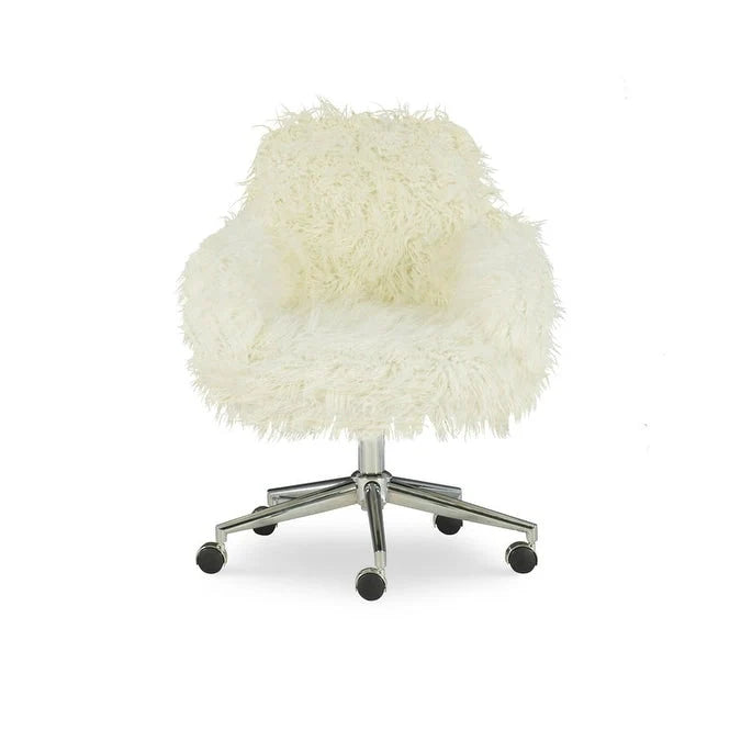 Amber Off-White Faux Fur Executive Chair 4