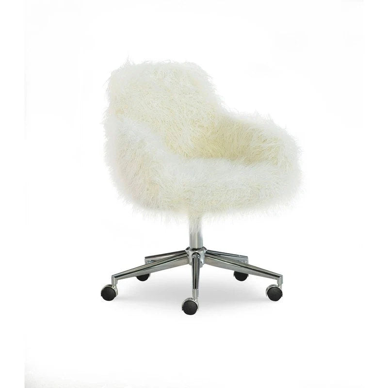 Amber Off-White Faux Fur Executive Chair 5