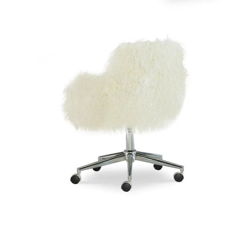 Amber Off-White Faux Fur Executive Chair 6