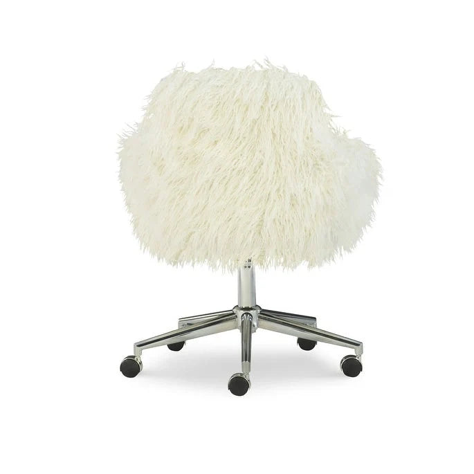 Amber Off-White Faux Fur Executive Chair 7
