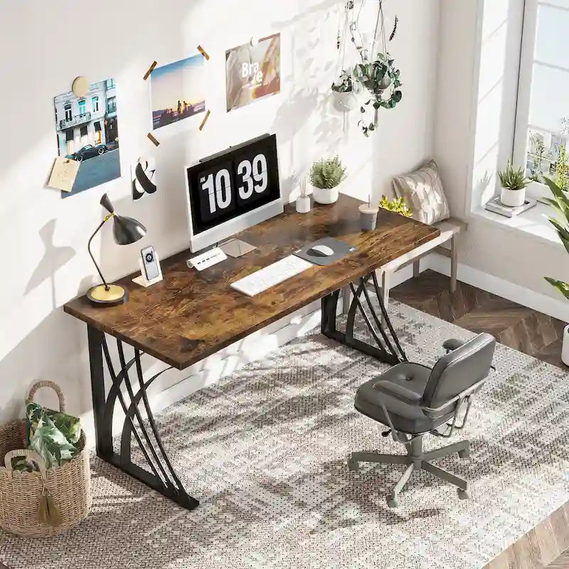 Contemporary 55-Inch Gold and White Computer Desk - Versatile Dining, Vanity, and Conference Table with Elegant Gold Legs 11