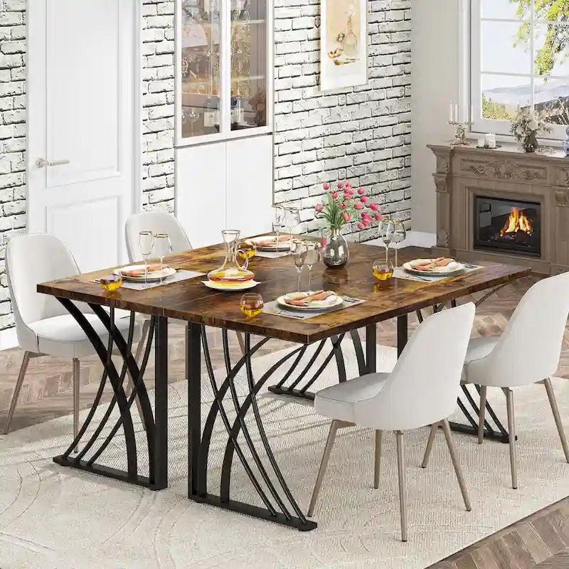 Contemporary 55-Inch Gold and White Computer Desk - Versatile Dining, Vanity, and Conference Table with Elegant Gold Legs 15