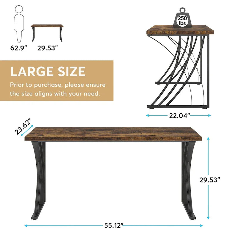 Contemporary 55-Inch Gold and White Computer Desk - Versatile Dining, Vanity, and Conference Table with Elegant Gold Legs 17