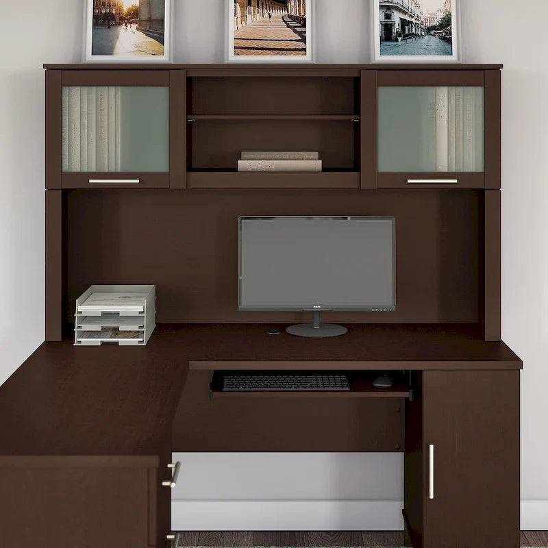 Bush Furniture Somerset Ash Gray 60-Inch Hutch for L-Shaped Desk - Dimensions: 59.09L x 12.50W x 35.69H 47