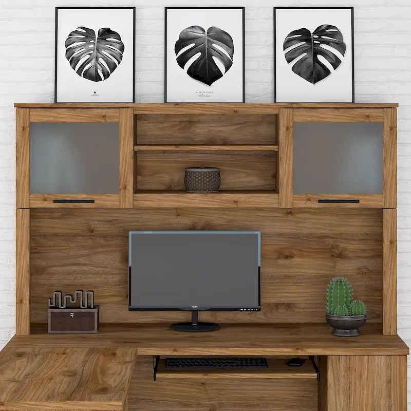 Bush Furniture Somerset Ash Gray 60-Inch Hutch for L-Shaped Desk - Dimensions: 59.09L x 12.50W x 35.69H 51