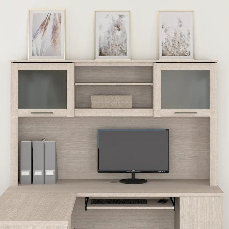Bush Furniture Somerset Ash Gray 60-Inch Hutch for L-Shaped Desk - Dimensions: 59.09L x 12.50W x 35.69H 52