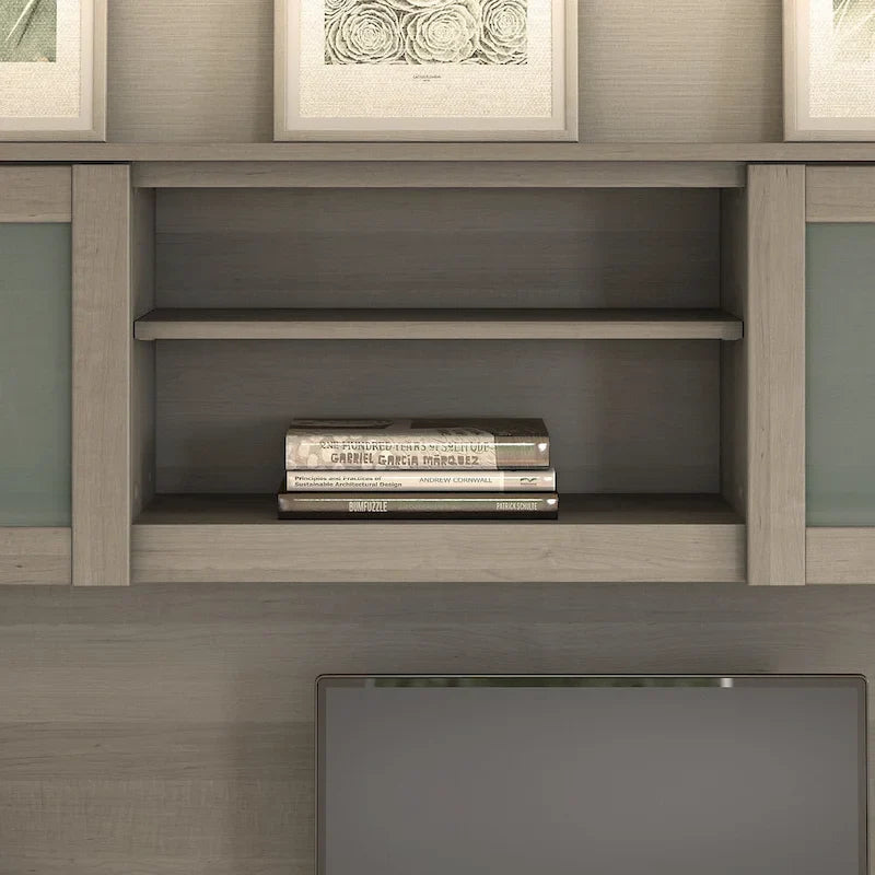 Bush Furniture Somerset Ash Gray 60-Inch Hutch for L-Shaped Desk - Dimensions: 59.09L x 12.50W x 35.69H 4