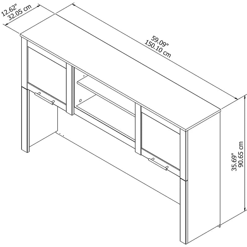 Bush Furniture Somerset Ash Gray 60-Inch Hutch for L-Shaped Desk - Dimensions: 59.09L x 12.50W x 35.69H 6