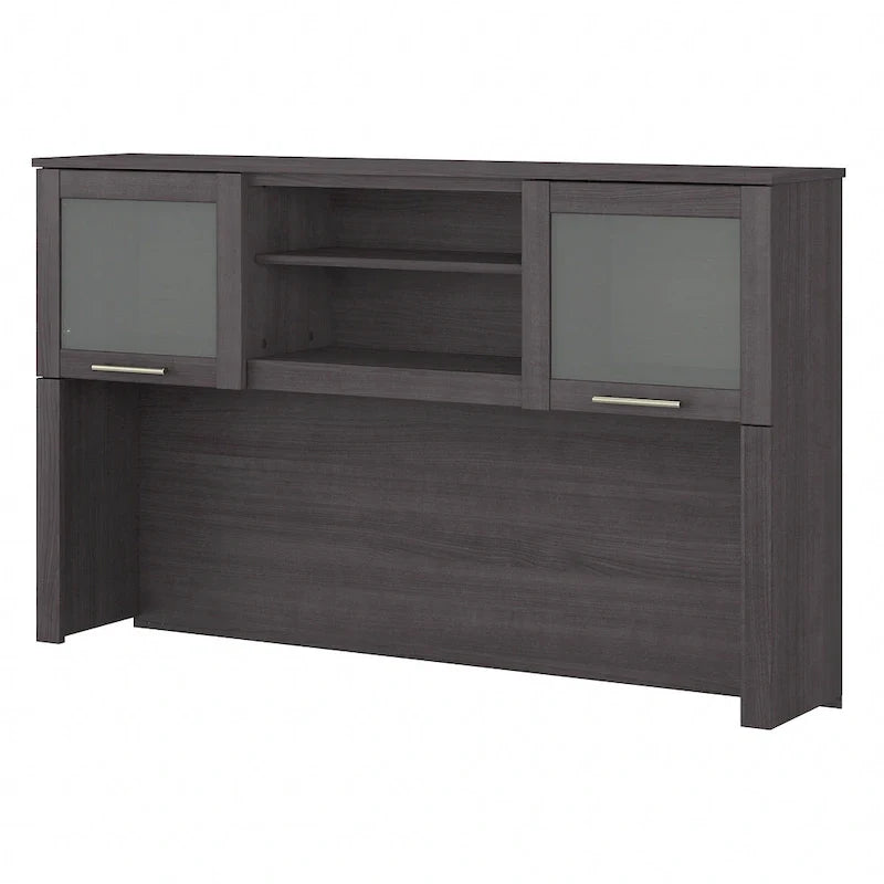 Bush Furniture Somerset Ash Gray 60-Inch Hutch for L-Shaped Desk - Dimensions: 59.09L x 12.50W x 35.69H 8