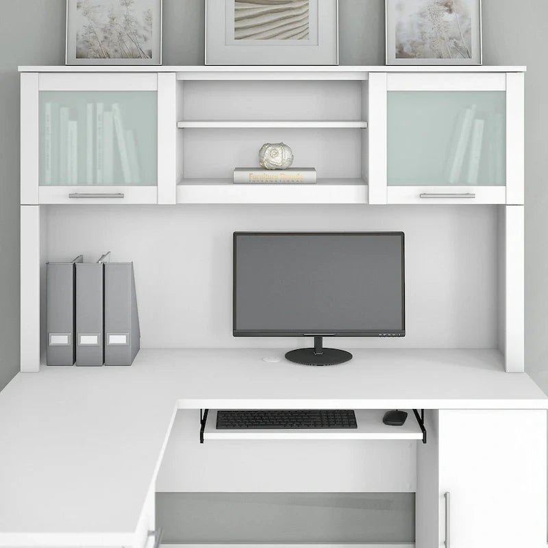 Bush Furniture Somerset Ash Gray 60-Inch Hutch for L-Shaped Desk - Dimensions: 59.09L x 12.50W x 35.69H 16
