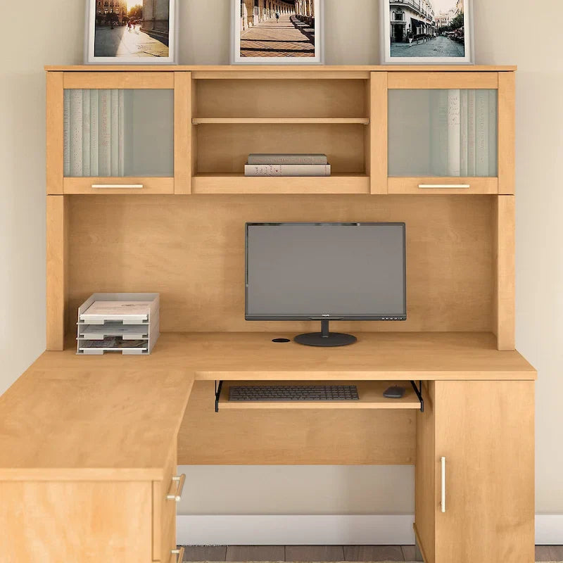 Bush Furniture Somerset Ash Gray 60-Inch Hutch for L-Shaped Desk - Dimensions: 59.09L x 12.50W x 35.69H 29