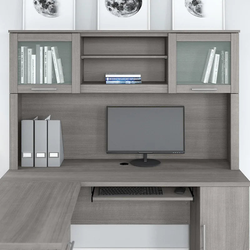 Bush Furniture Somerset Ash Gray 60-Inch Hutch for L-Shaped Desk - Dimensions: 59.09L x 12.50W x 35.69H 35