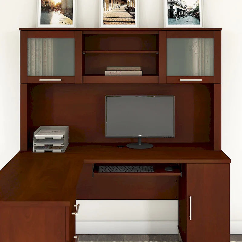 Bush Furniture Somerset Ash Gray 60-Inch Hutch for L-Shaped Desk - Dimensions: 59.09L x 12.50W x 35.69H 41
